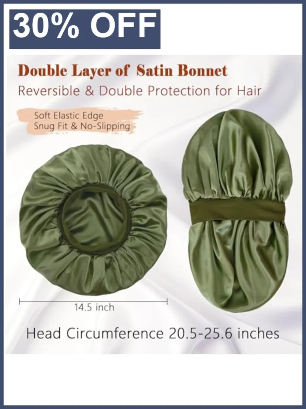 Large Satin Silk Bonnet for Sleeping Women Reversible Hair Bonnet